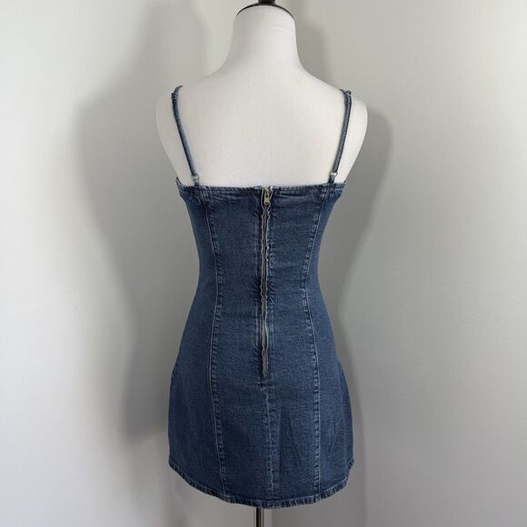 Gap Denim Mini Dress Western Womens Blue Jean Spaghetti Strap Y2K - Picture 5 of 12
